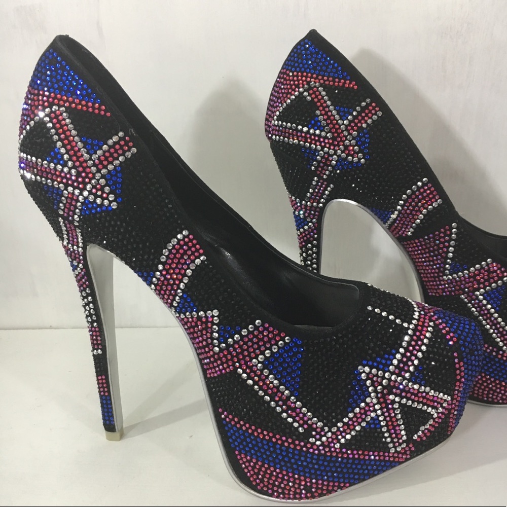 ALBA rhinestone crystal studded platform heels 10